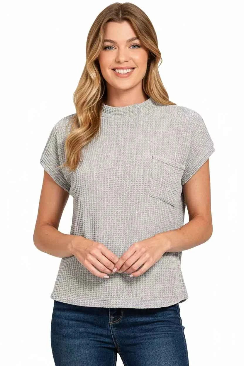 Zenana Chenille Waffle Short Sleeve Sweater H GREY 79f79b18-5c27-45ee-a83e-c2a4ceac708f-Max-Origin