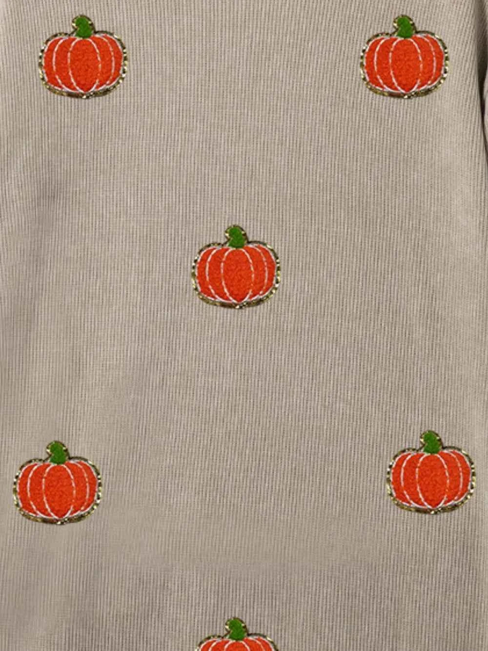 Pumpkin Round Neck Long Sleeve Sweatshirt 79fbd85d-560b-484e-b50b-5c967ad43210-Max