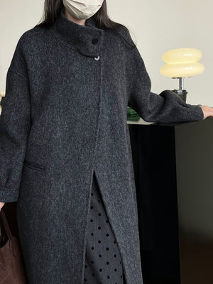 Premium Grey Double-Sided Wool Belted Coat Advanced Grey 7BDEBB3492B4C67E61560E56F54CF5B3
