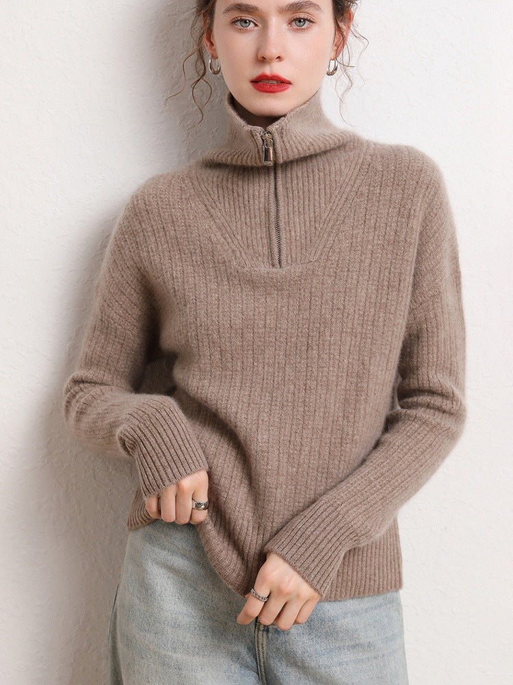 The Sculpted Stand-Collar Zip Knit 7D456FE48BD41A8B643C02C375C14463