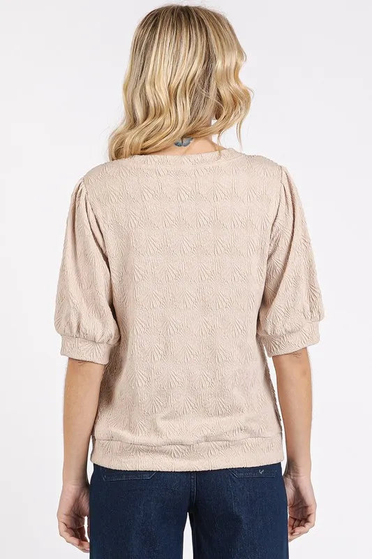 Mittoshop Fan Shell Texture Short Puff Sleeve Knit Top 7a14531c-efaf-4617-b945-568281381919-Max