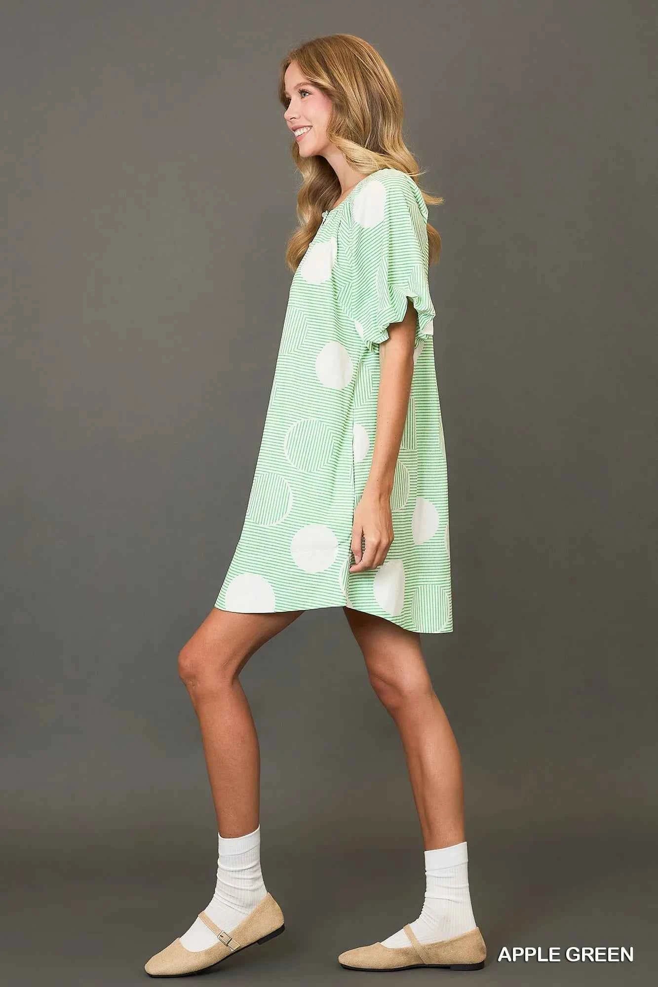 Umgee Stripe and Dot Print Button Down Puff Sleeve Mini Dress 7a169ecc-df99-4b72-9ad5-e1e78f439734-Max-Origin