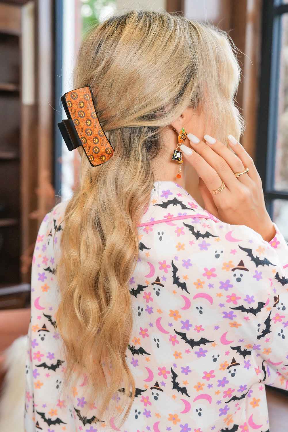 Orange Trick or Treat Halloween Print Hair Clip 7a200636fa0c57bc