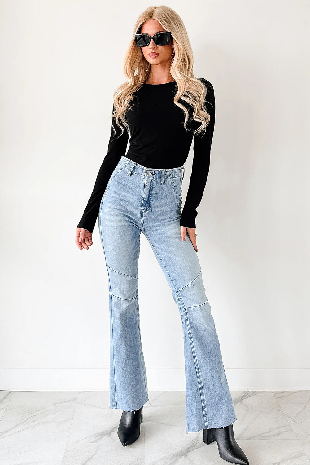 Black Ribbed Long Sleeve Crew Neck Solid Color Bodysuit 7a27baa1c3b33f19