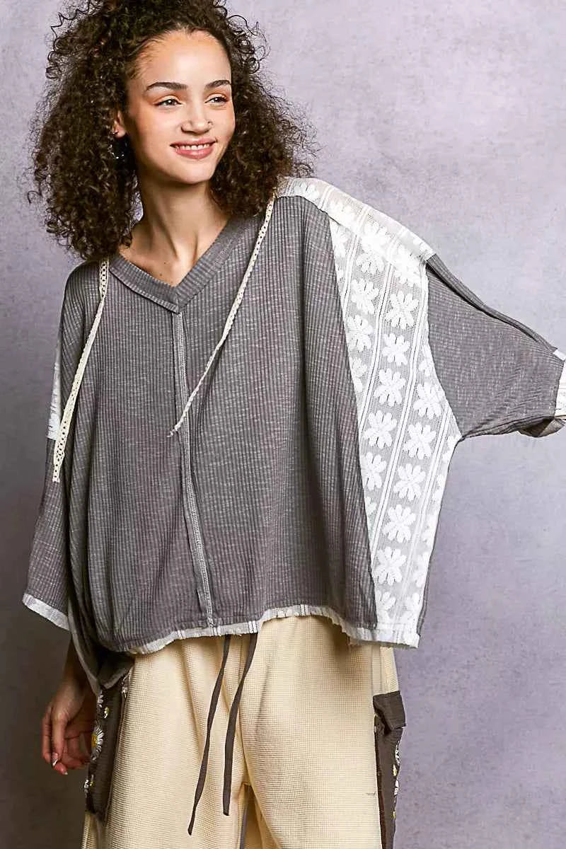 POL Short Sleeve Hoodie Top with Lace Detail 7a2a31e1-ba21-4ee7-a49e-c4cd05a542e2-Max-Origin