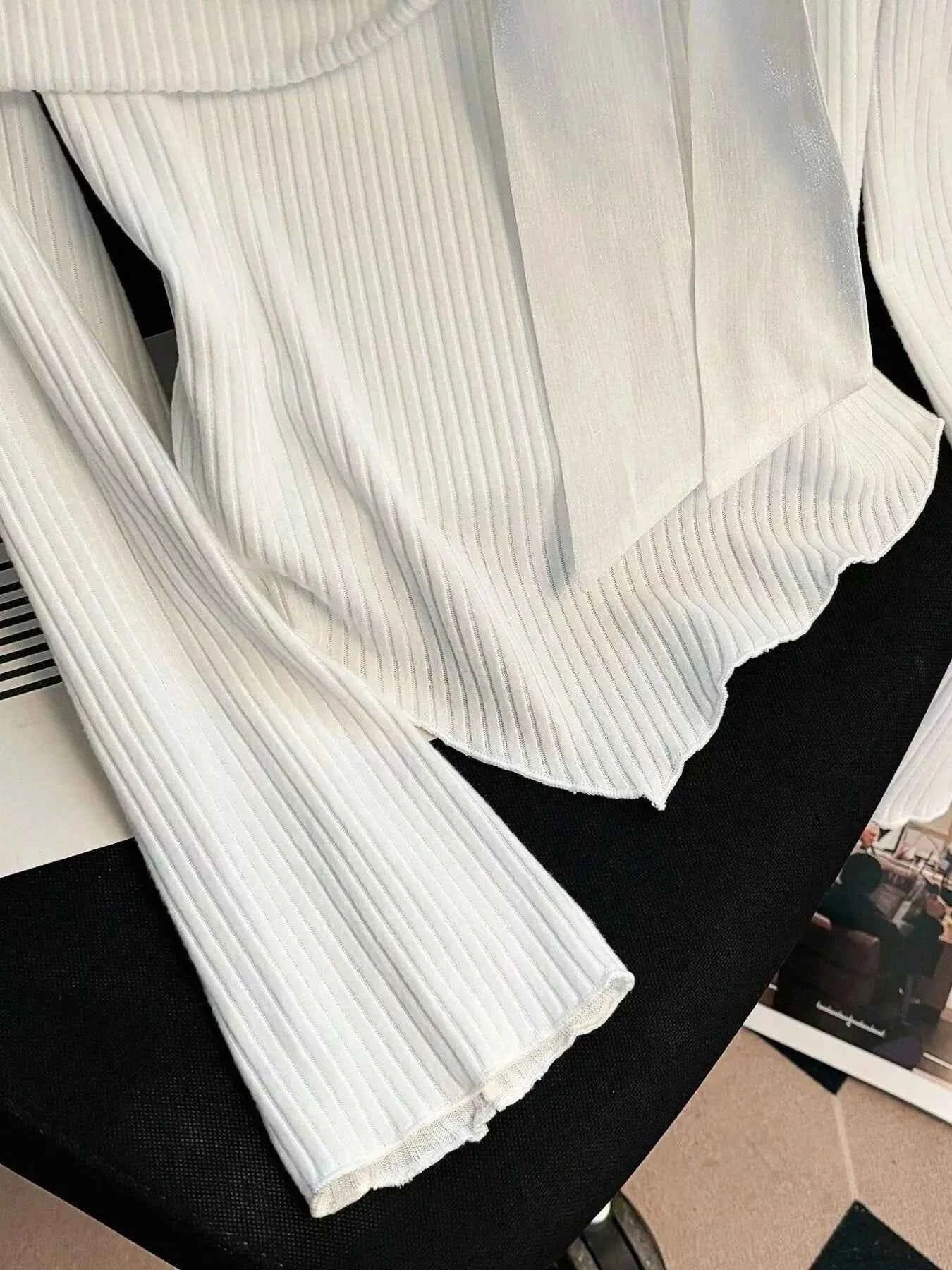 Off-Shoulder Bowknot Ribbed Knit T-Shirt 7a34eb691c81402c91bcab978d948b90-Max-Origin