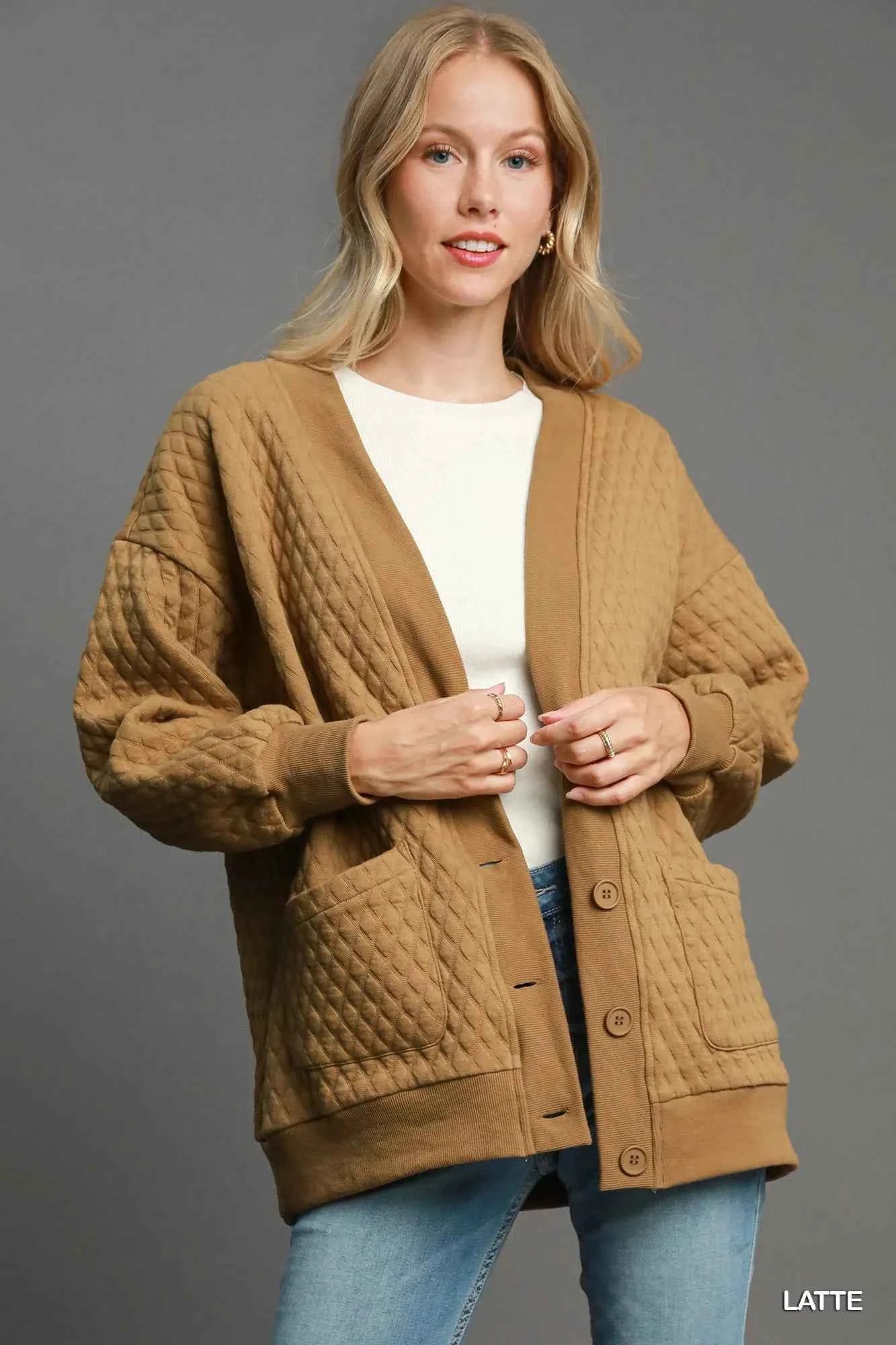Umgee Button-Up Jacquard Cardigan LATTE 7a3937dd-819c-4e58-b7be-65ec8bbc1aa6-Max-Origin