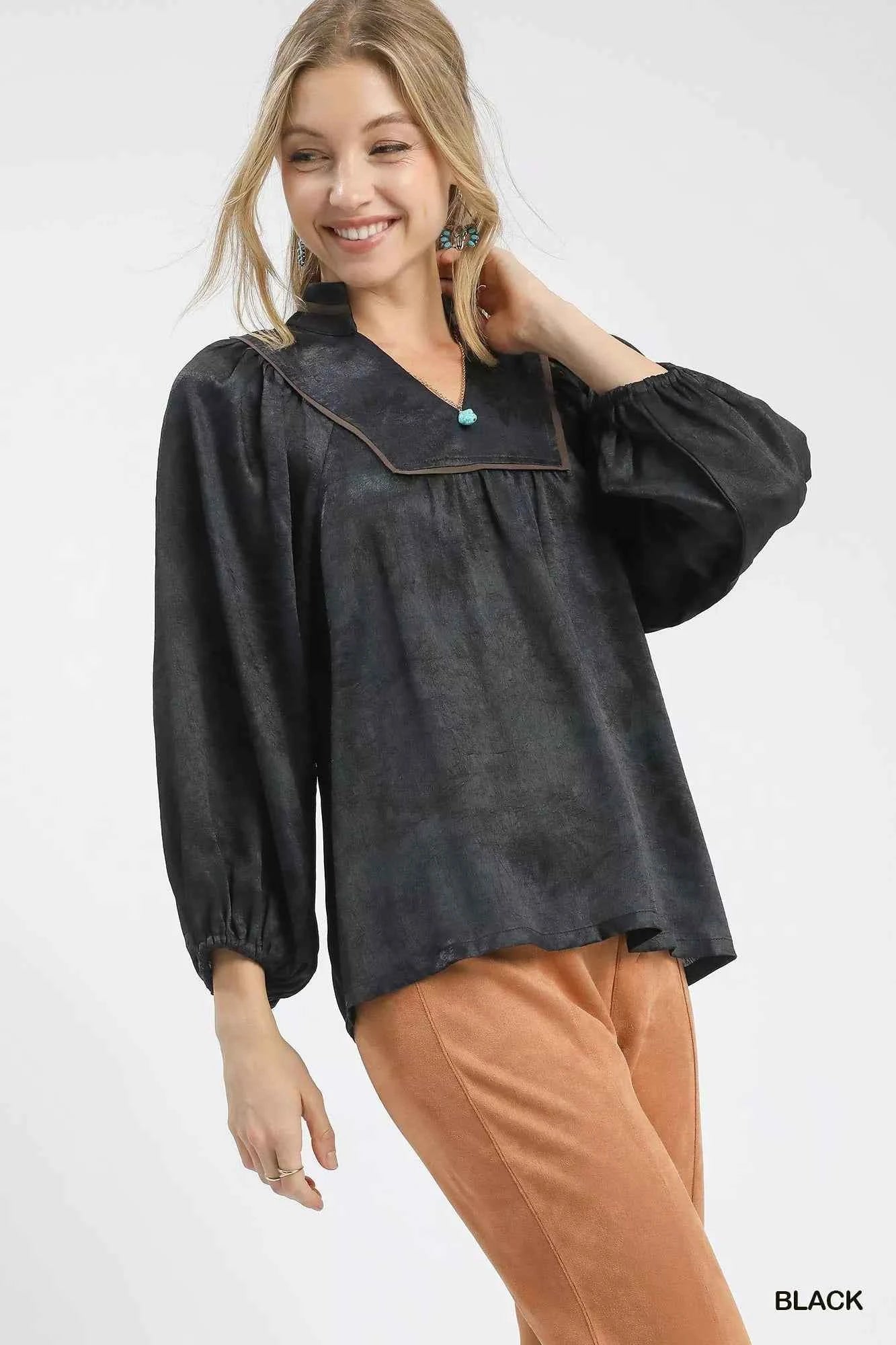 Umgee Crinkle Brocade Long Sleeve Blouse 7a3c75b0-bb6a-4663-a30c-67360f1cc18d-Max-Origin