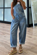 Dusk Blue Adjustable Buckle Straps Straight Leg Denim Overalls Dusk Blue 72%Cotton+26%Polyester+2%Elastane 7a4210cc1d499b42