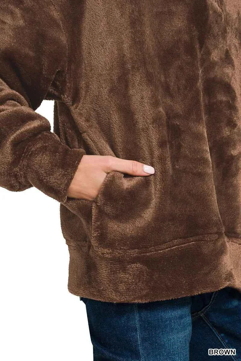 Zenana Faux Fur Half Zip Pocket Pullover 7a477f5341c14297b7684b96242811ff-Max-Origin