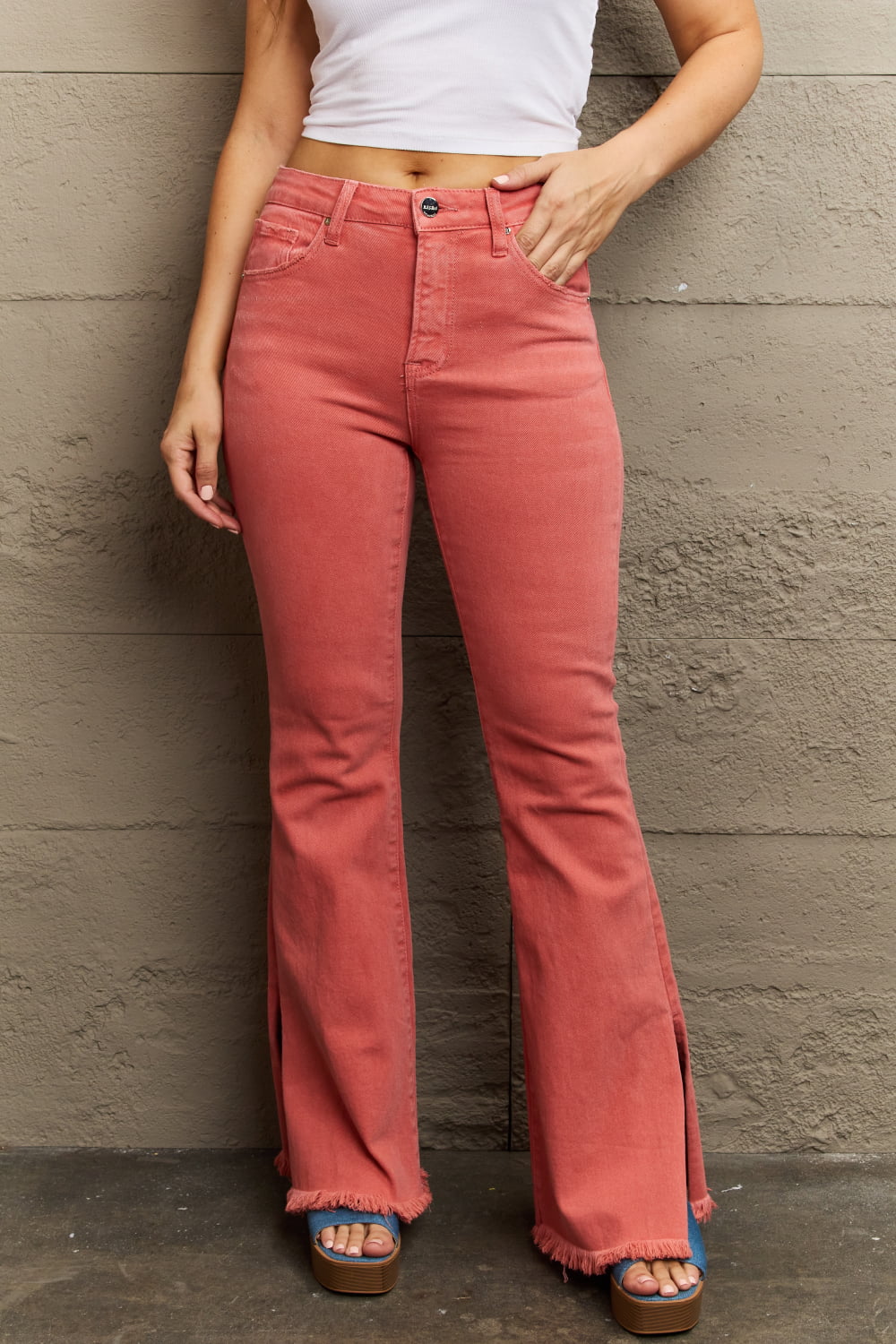 RISEN Bailey Full Size High Waist Side Slit Flare Jeans 7a4eb4f23b7c4c309e36ffd599ea1a5f-Max