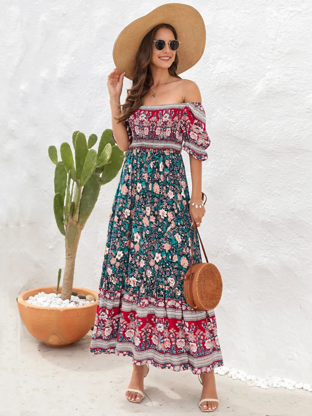 Floral Flounce Sleeve Midi Dress 7a4edda6-e76a-4ae6-8a6c-e59c3972053c-Max