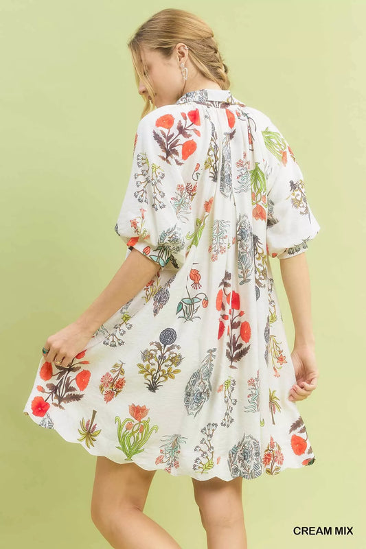 Floral Encyclopedia Print Mini Dress 7a51f705-fa8d-4d06-a695-7e58782e327a-Max-Origin