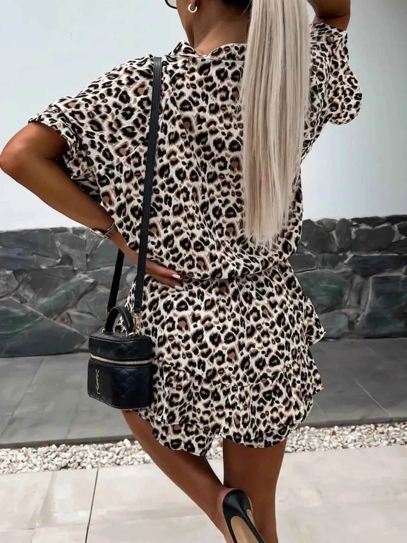 Leopard Print Button-Up Shirt Dress with Ruffle Hem 7a7daec8-6cd7-4528-aca7-a7372c11d299-Max-Origin