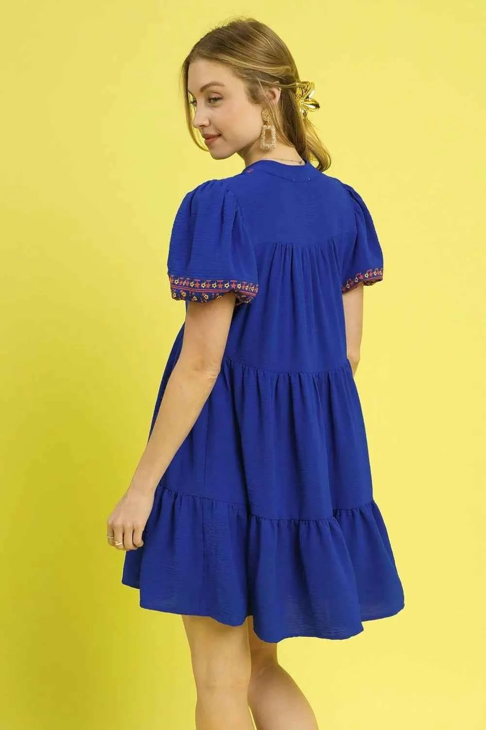Umgee Floral Trim Puff Sleeve Mini Dress 7a9044a1-7eb5-4a31-b552-89d6457e9d92-Max-Origin
