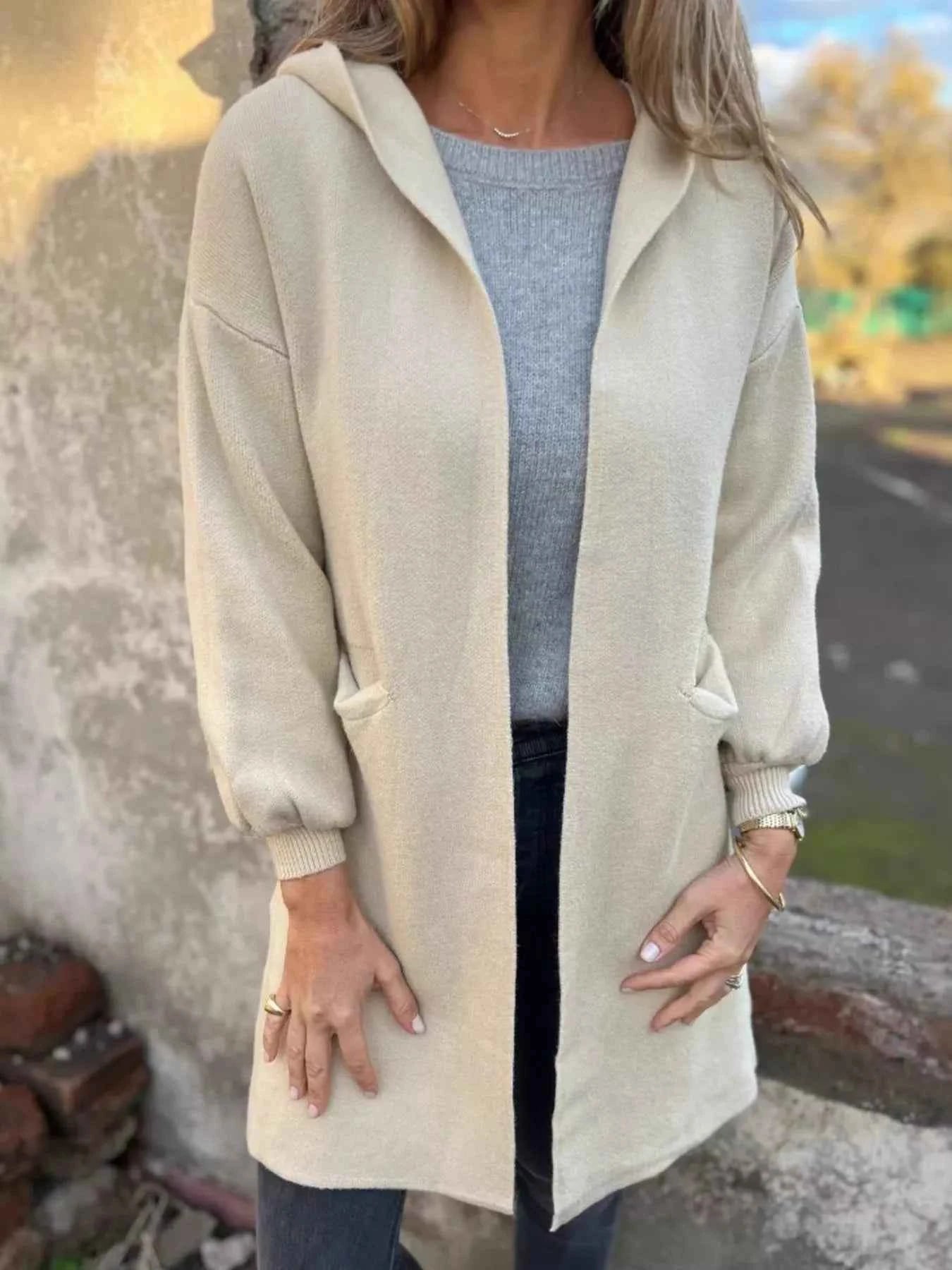 Full Size Open Front Drop Shoulder Hooded Cardigan Plus Size Apricot 7a919c39-e343-4580-ad59-7991fc30e16e-Max-Origin