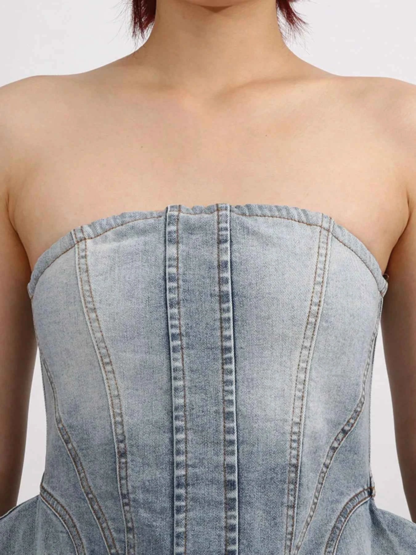 Zip Back Denim Tube Top 7a97acc7-6d30-4682-9e2a-3691607cd47d-Max-Origin