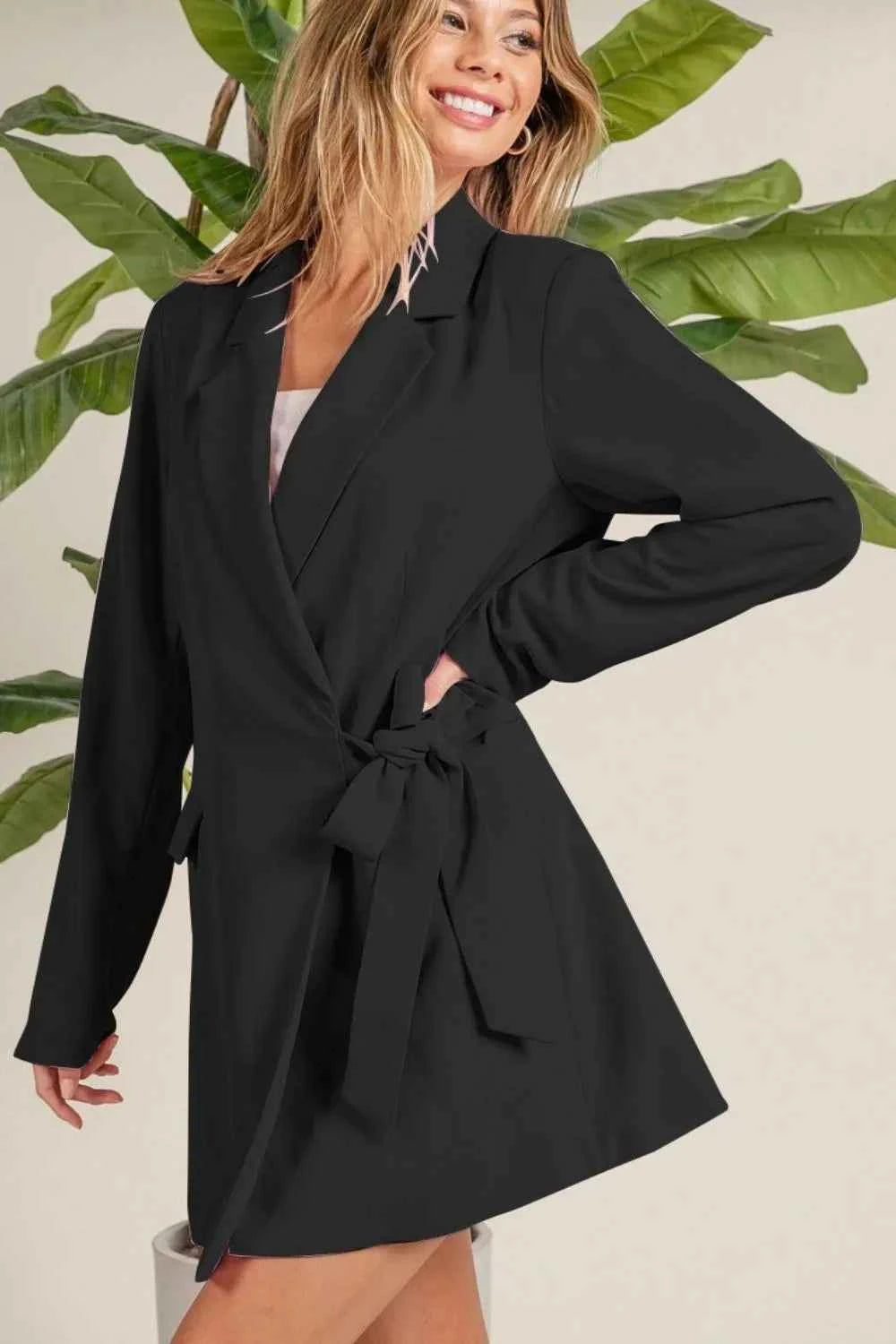 BiBi Wrap Tie Detailed Long Blazer BLACK 7a9f7697-d9fe-457f-a901-2fa6d2b21a63-Max-Origin