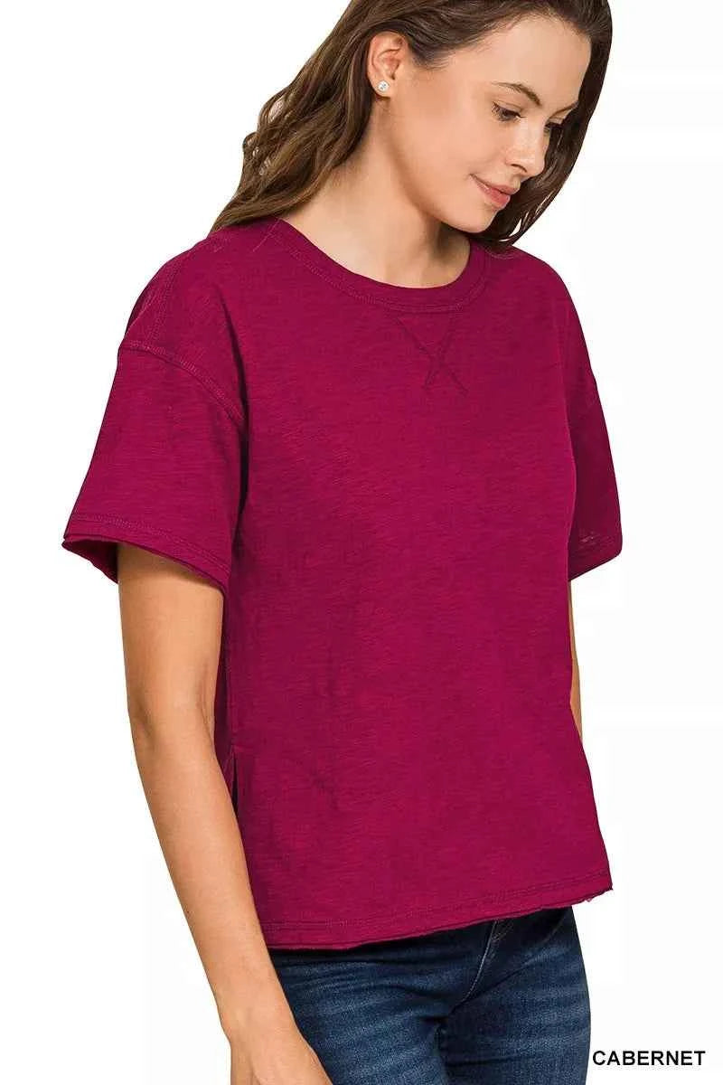Zenana Cotton Slub Short Sleeve Tee 7aa555f2ff7e4531925a413e9fe1f167-Max-Origin