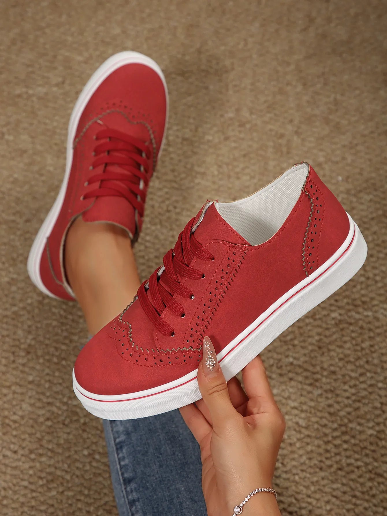 Lace Up Round Toe Platform Sneakers Red 7aa5567013a349a8b769f772dc4067d4-Max-Origin