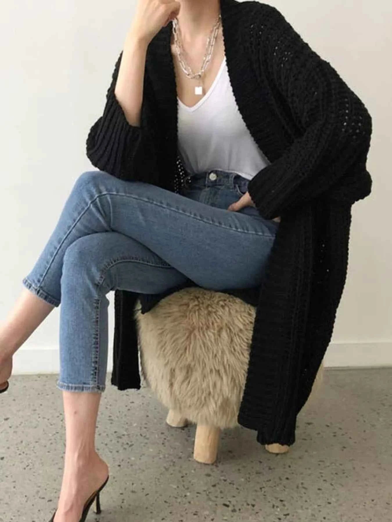 Chunky Knit Open Front Cardigan Black 7ab407c9bff14d82b799321eb78d70b1-Max-Origin