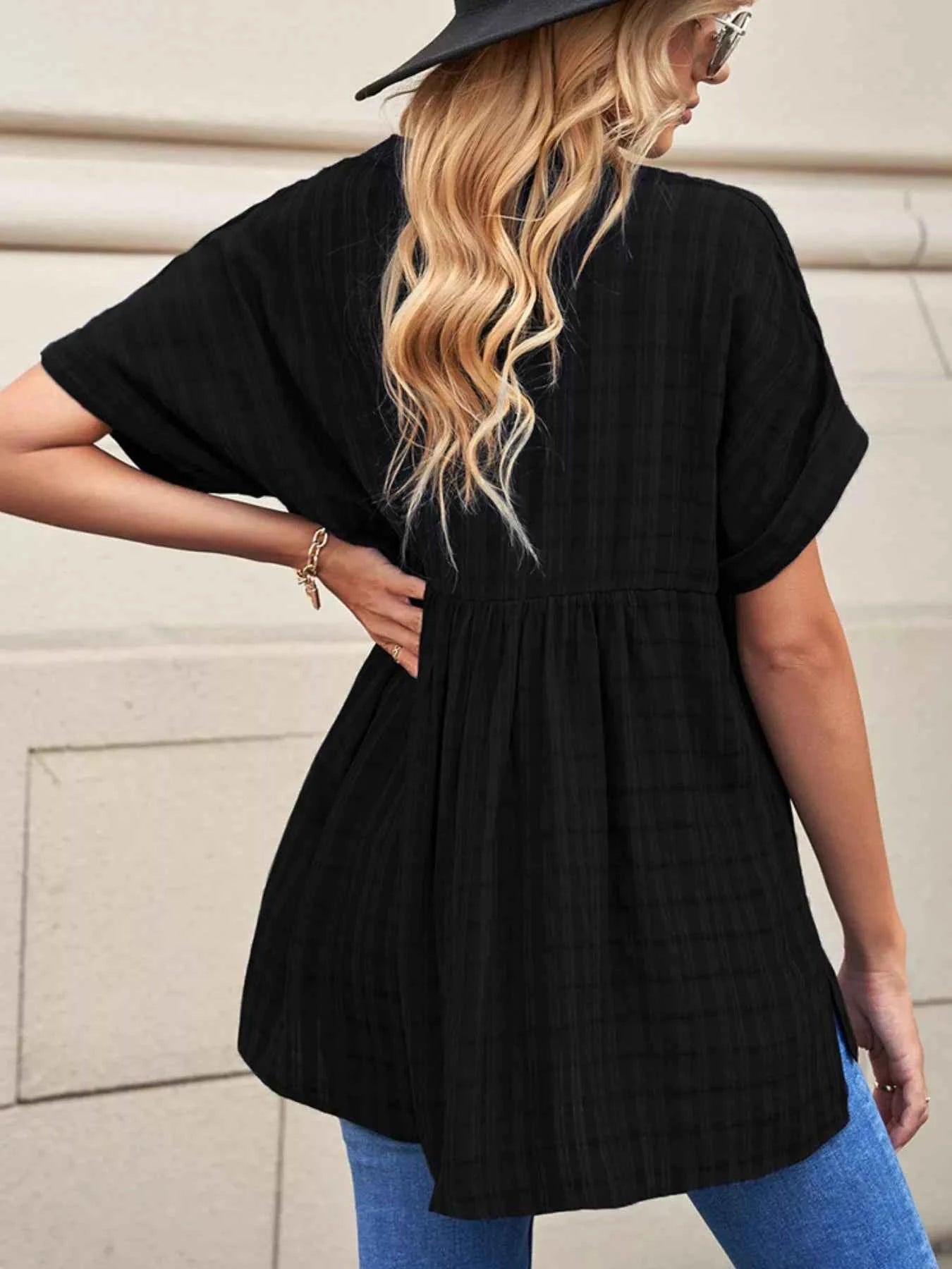 Notched Short Sleeve Blouse 7ab769ea-f1fa-4ea5-8535-962ae7b33a8b-Max-Origin