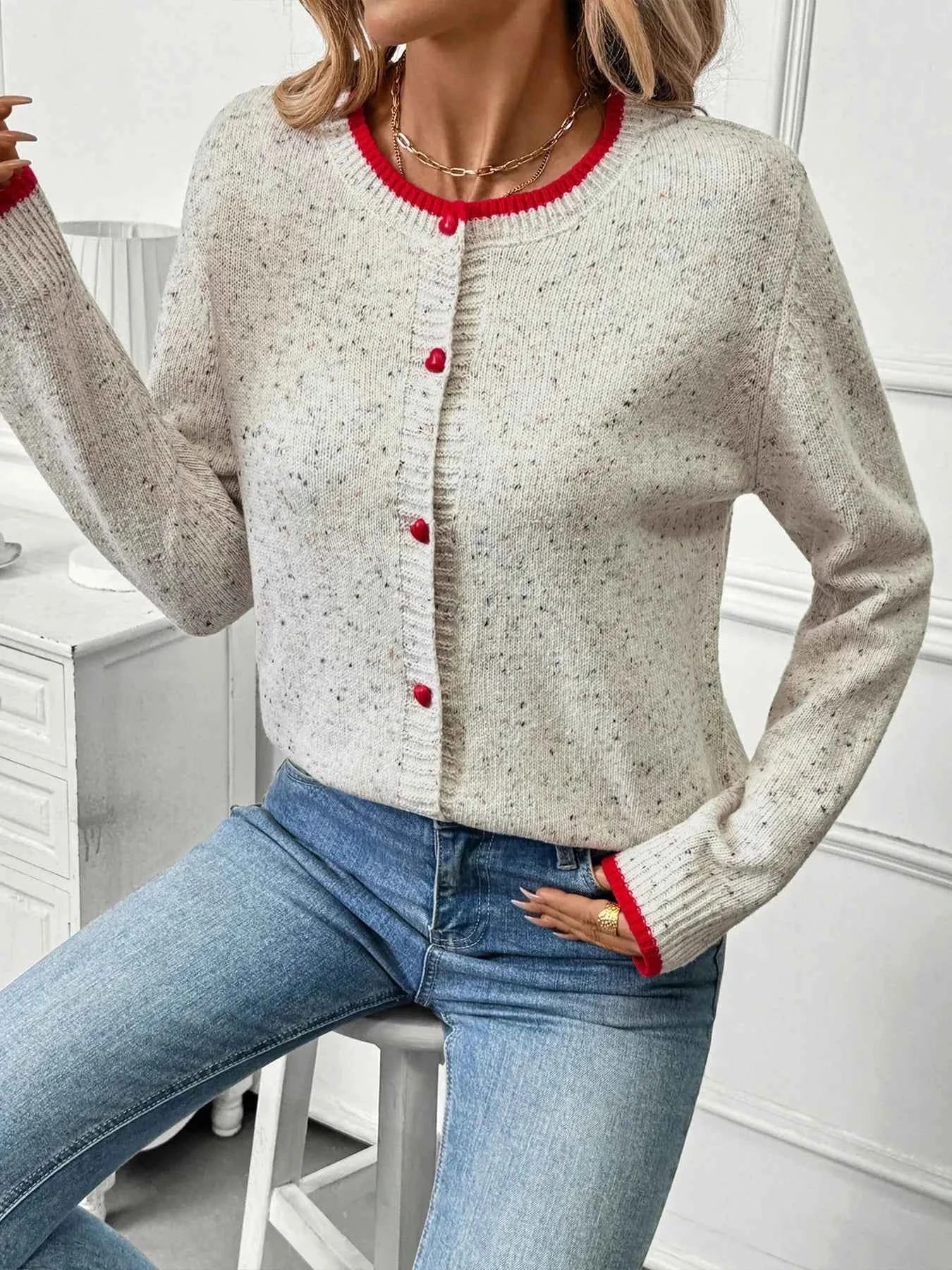 Contrast Trim Button Up Long Sleeve Cardigan 7acfa2b0b7a749078d740e660eb96938-Max-Origin