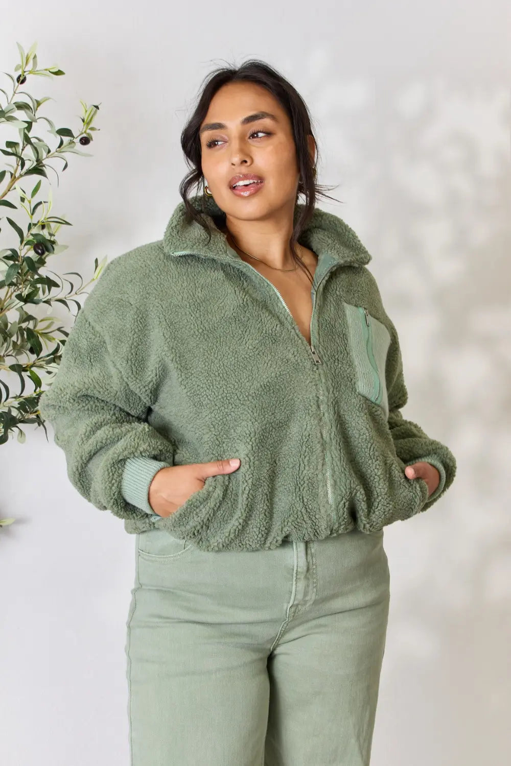 Heimish Full Size Zip Up Collared Neck Jacket 7ad95319bfee4b04baa8b918b3c5eb5c-Max