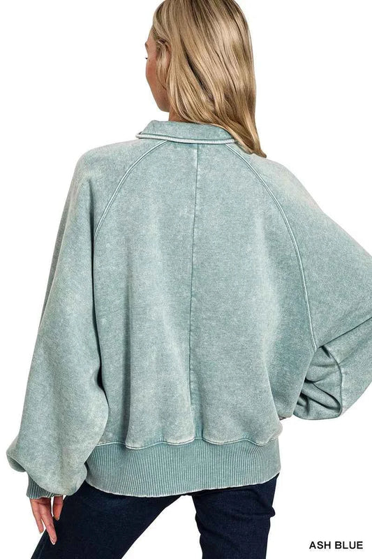 Acid Wash Fleece Collared Sweatshirt 7add7624530f46129d8ee9fdeb6e6091-Max-Origin