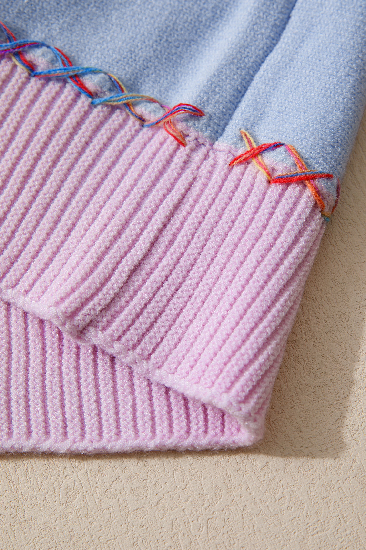 Orchid Bouquet Rainbow Stitching Balloon Sleeve Relaxed Sweater 7ae61fd9e2dbd282