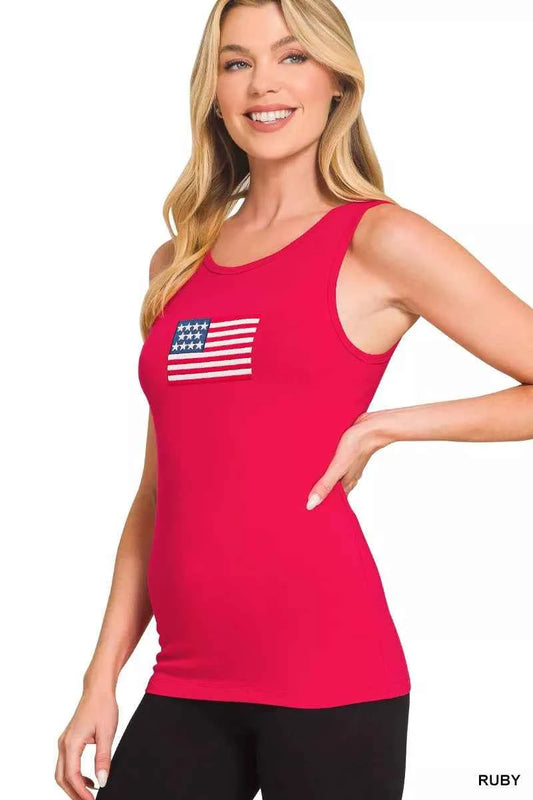Zenana Double Scoop American Flag Embroidered Tank Top 7ae695ad69114ce1bddac1d8a5b7888e-Max-Origin