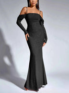 Glitter Ruched Long Sleeve Mermaid Maxi Dress 7aec0a1201aa4f49bd19eac19a36bceb-Max-Origin