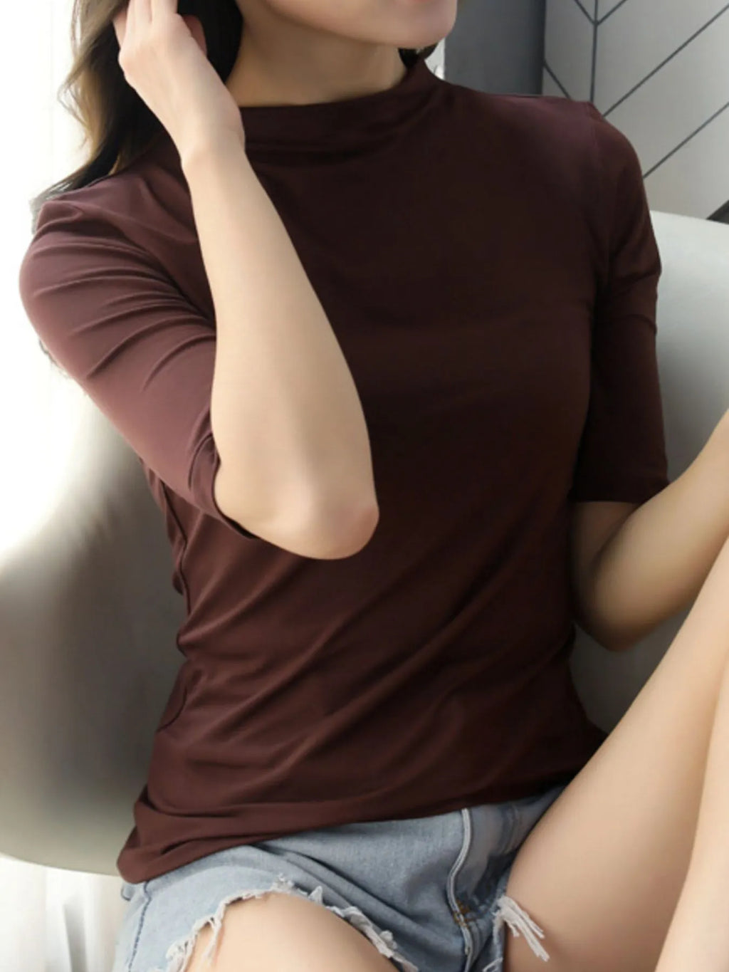 Solid Color Short Sleeve T-Shirt 7af9c55d-e3e0-4592-b2de-9a993ecb7b7d-Max-Origin