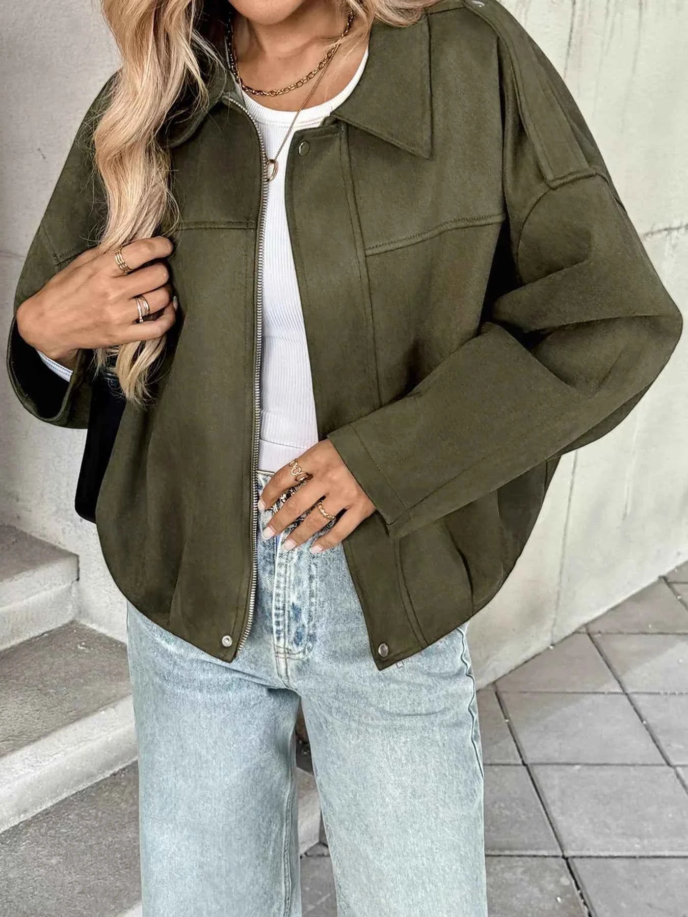 Zip Up Drop Shoulder Jacket 7afa8d3916894ef1acde4e537a844824-Max-Origin