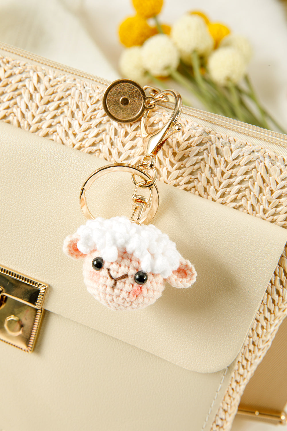 White Crochet Sheep Cute Keychain 7b009d548f9757e3