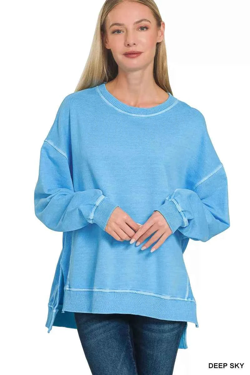 Zenana Full Size French Terry Pigment Dye & Enzyme Washing Pullover Plus Size DEEP SKY 7b0cd1966de44b1a987bc532e573cc52-Max-Origin