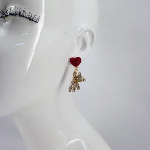 Red Heart Shape Post Back Earring With Teddy Bear 7b18e45c-1f9a-4e6c-8321-4a1588d12e13