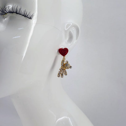 Red Heart Shape Post Back Earring With Teddy Bear 7b18e45c-1f9a-4e6c-8321-4a1588d12e13
