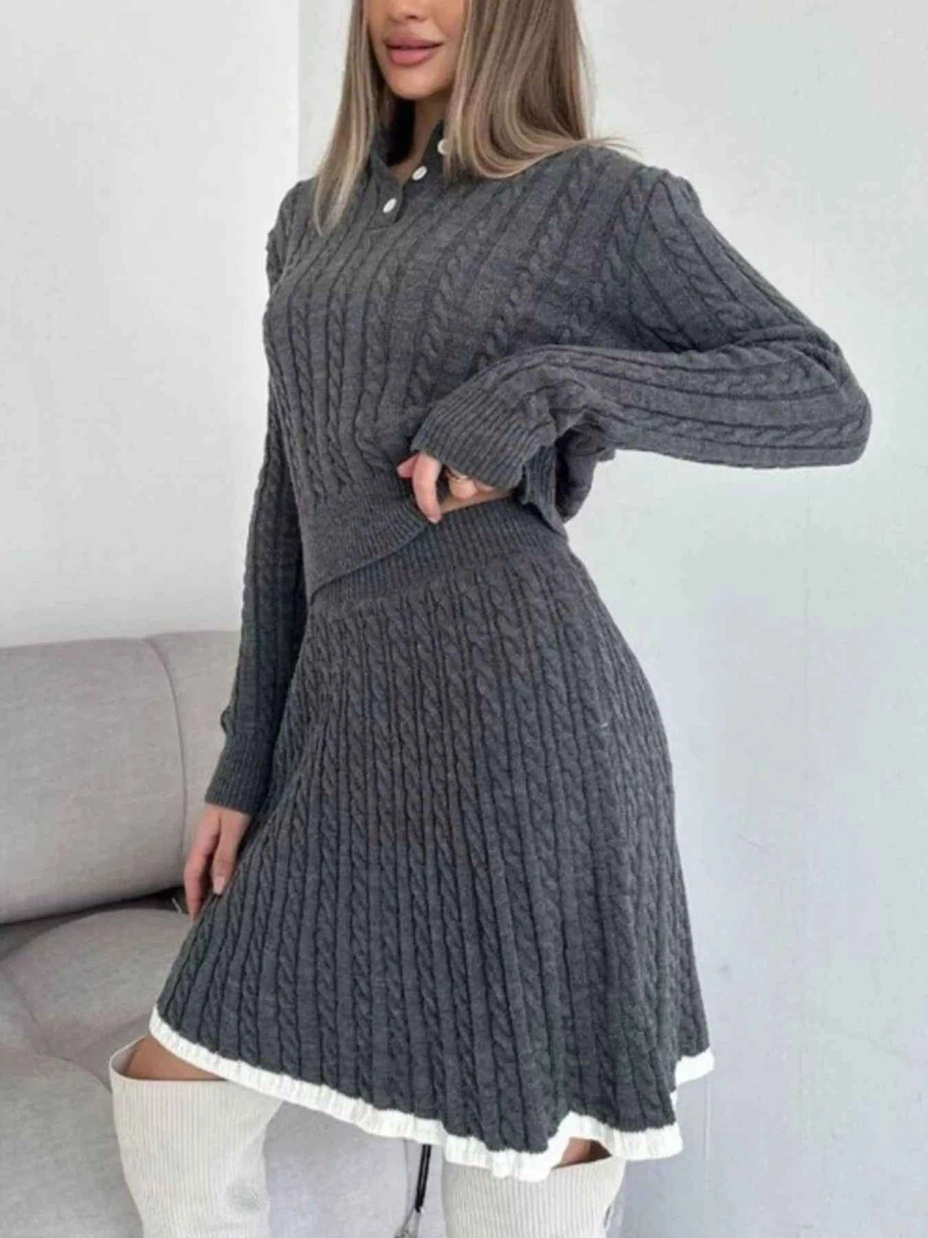Cable Knit Long Sleeve Top and Skirt Sweater Set 7b1e39fa-59df-4919-a3e1-1d1f6cd1ca0a-Max-Origin