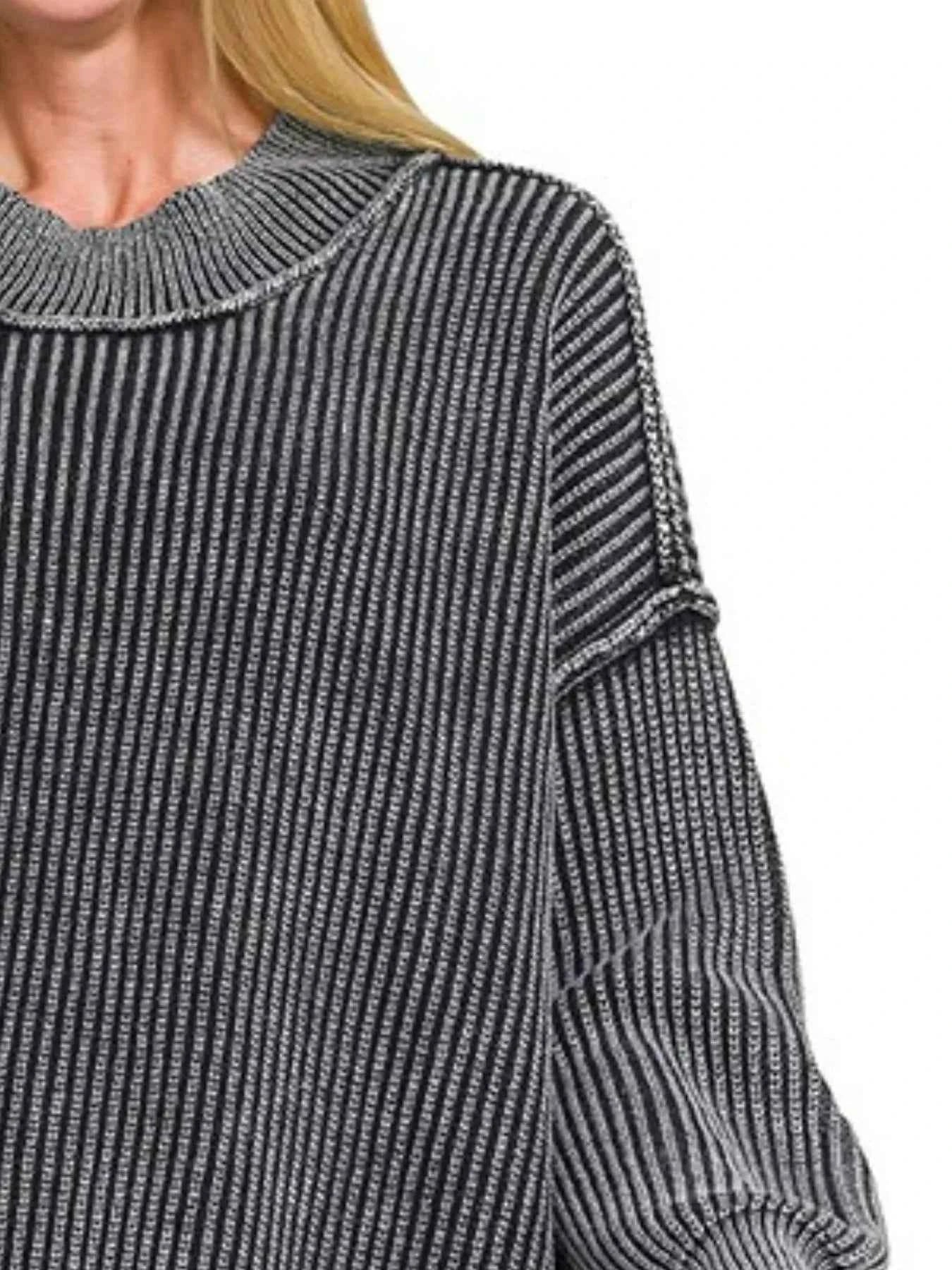 Zenana Washed Side Slit Oversized Sweater 7b32bbf7-b0a4-4774-85ff-968f933bb280-Max-Origin