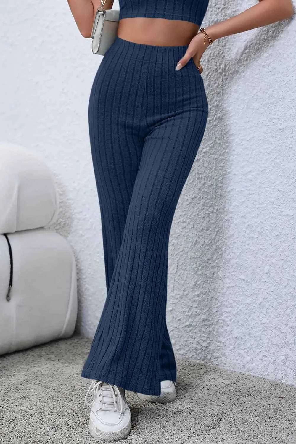 Basic Bae Full Size Ribbed High Waist Flare Pants 7b4c7afe-3a84-41a5-a151-e216a973ace5-Max
