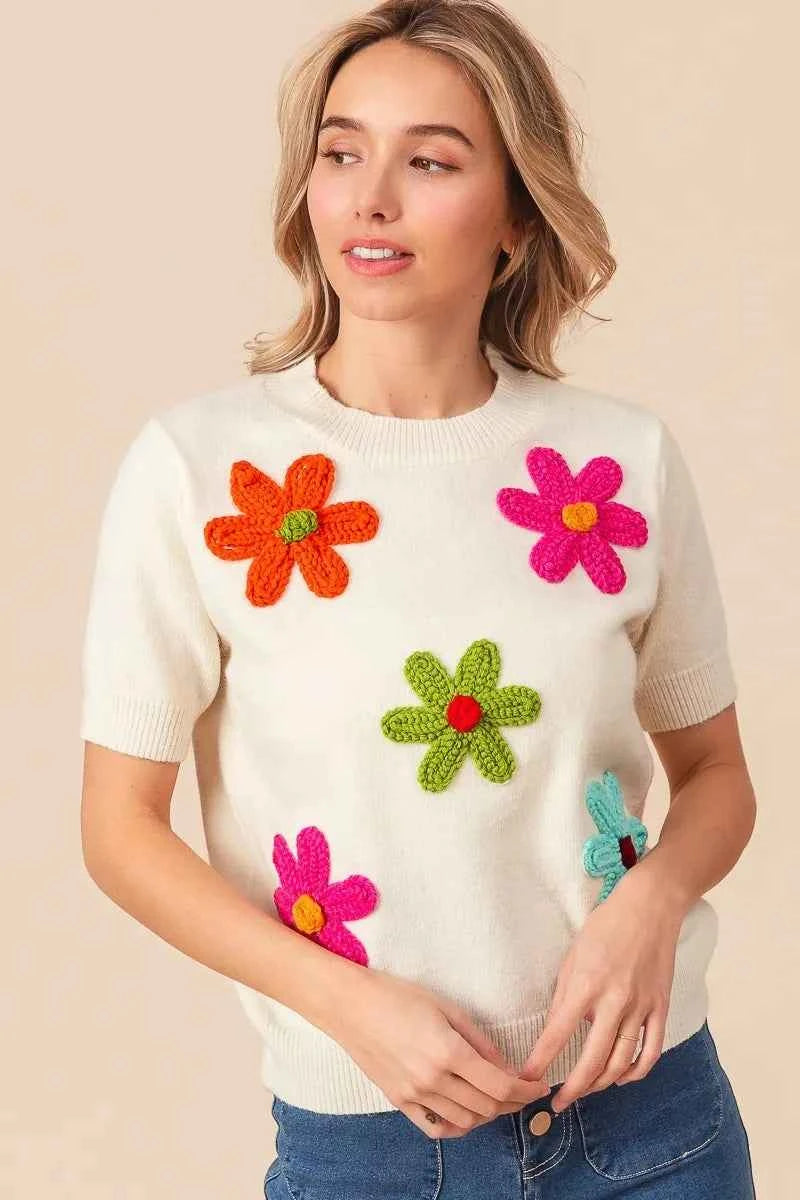 BiBi Crochet Flower Patch Sweater Top 7b4d65a53bd9422c8dd34d3f129f5681-Max-Origin