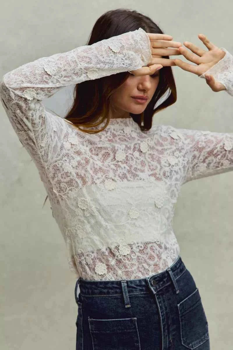 SO ME Lace Long Sleeve 3d Effect Floral Layering Top 7b523eb7acaf4a6d868e9239606d26cf-Max-Origin