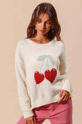 SO ME Heart Cherry Knitted Valentine Sweater Top IVORY 7b6059d3b8ed4a979a36ac59bd0b70d6-Max-Origin
