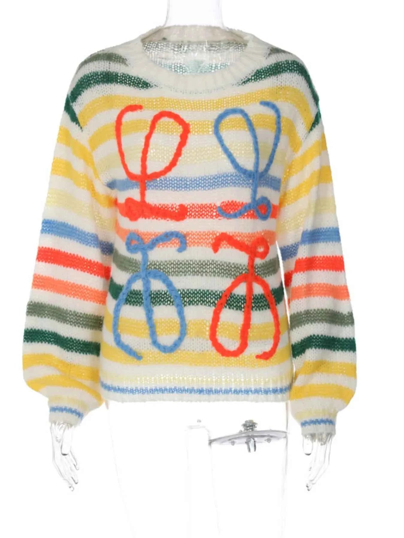 Colorful Abstract Pattern Striped Sweater