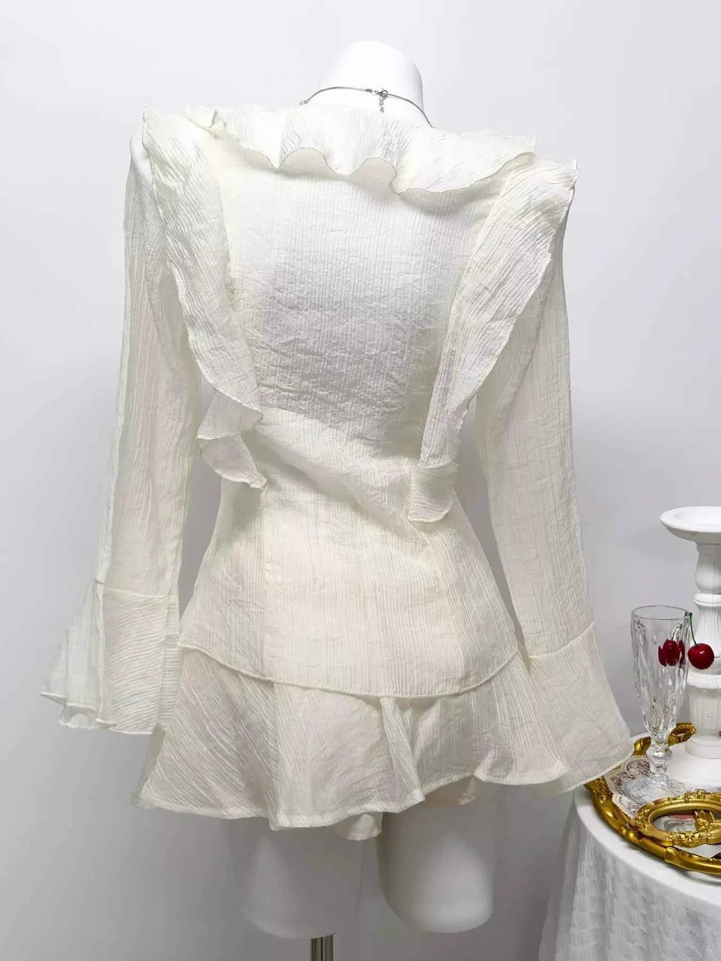 Ruffle Trimmed Blouse and Skirt Set 7b7f61e366034be9bbdab1b5938d5ec3-Max-Origin