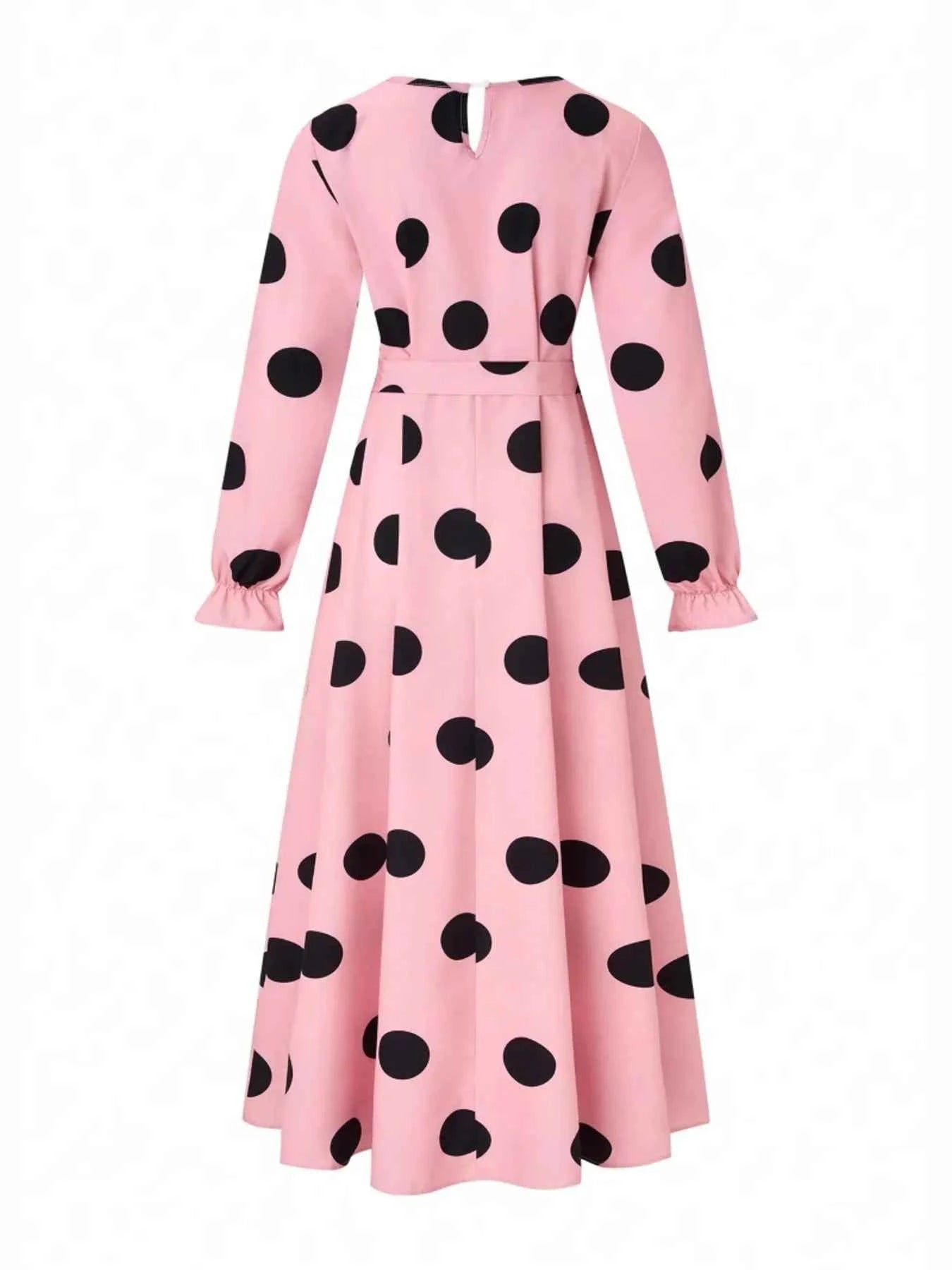 Polka Dot Tie Waist Flounce Sleeve Dress 7b8621df6f964a63903fcbad9892eb3f-Max-Origin