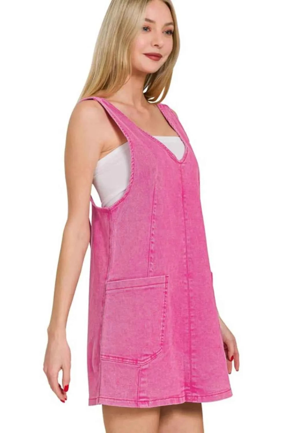 Zenana Washed Adjustable Strap Denim Overall Dress 7b86e119-3eef-4aa8-9e2d-0618a4d9b50b-Max-Origin