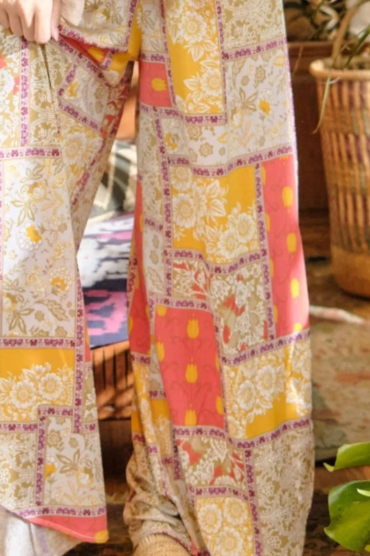 Printed Smocking Waist Side Slit Wide Leg Pants 7b8c43bf-9a6d-45b4-88a9-9e2ecf46d60b-Max