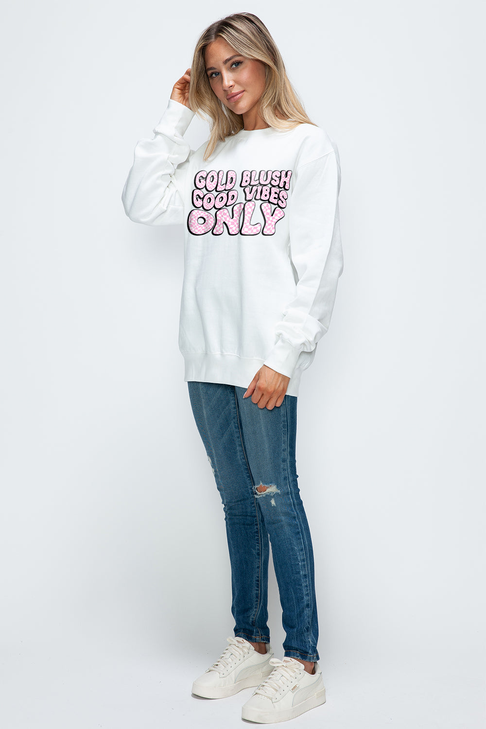 Simply Love Full Size Letter Graphic Round Neck Long Sleeve Sweatshirt